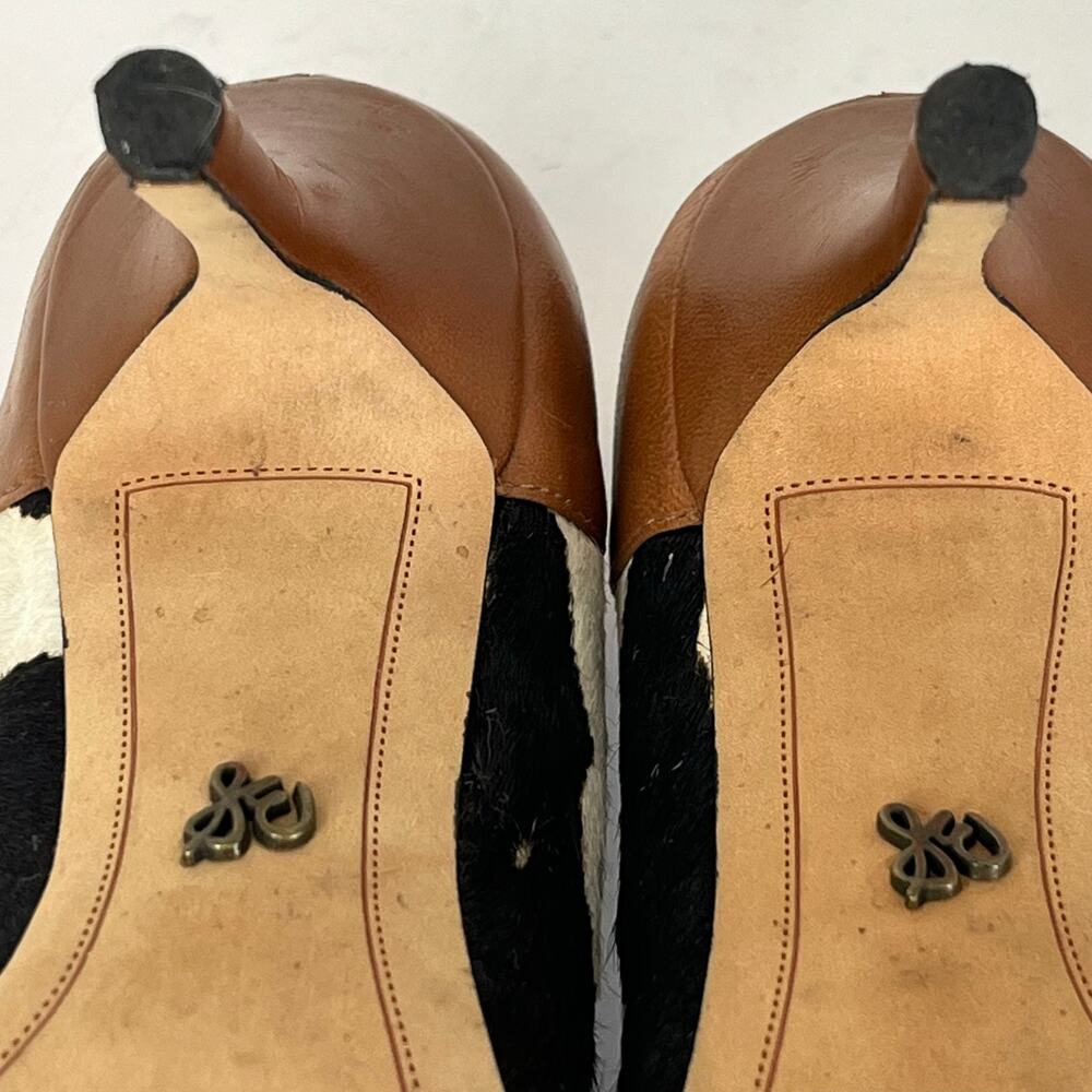 Sam Edelman Size 7 Cow Print Leather Heels Pointed Toe Pumps - Picture 7 of 10